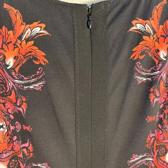 Etcetera Sleeveless Knee-Length Sheath Dress With Ornate Red & Black Floral Prin - Picture 9 of 16